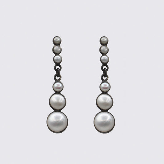 Graduated Pearl Drop Stud Earrings