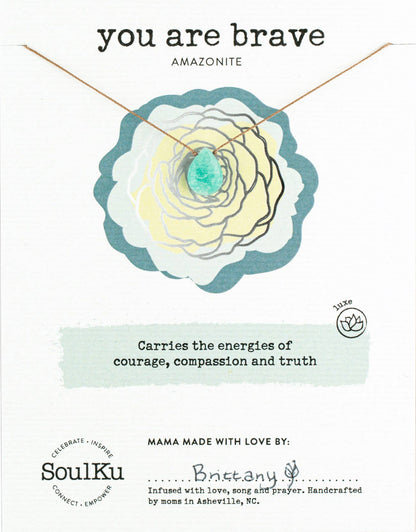 You are Brave Amazonite Necklace