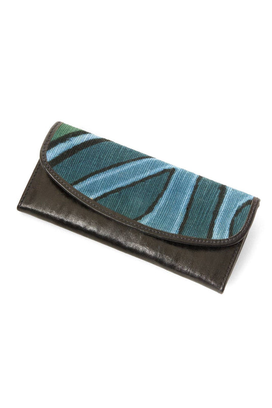 Blue Mudcloth & Leather Wallet
