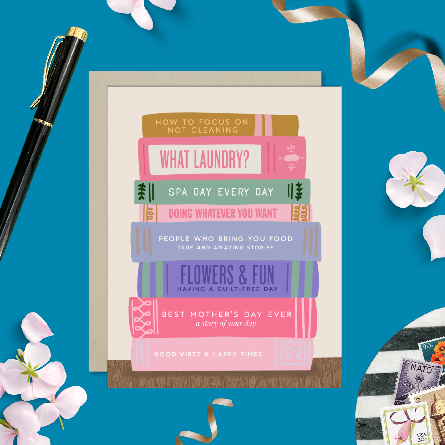 Mom Books Mother's Day Card