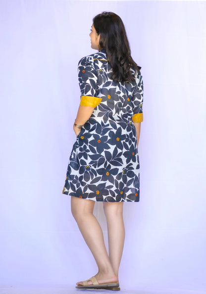 Amelia Dress in Black Flower Print