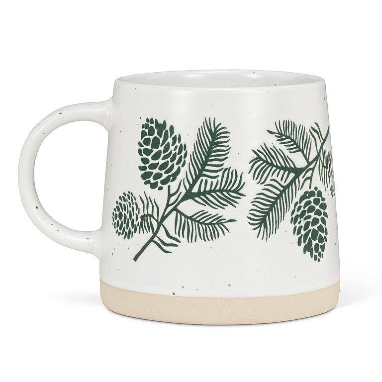 Green Pinecones Wide Base Mug
