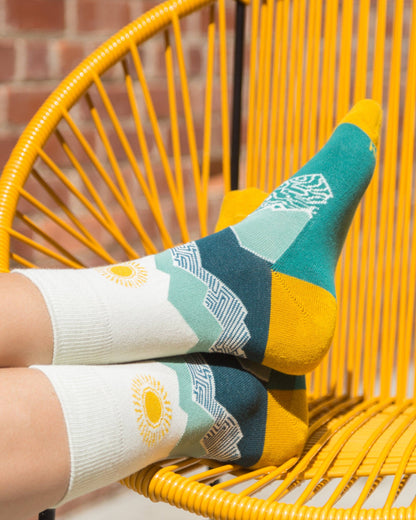 Peak Experience Teal Crew Socks