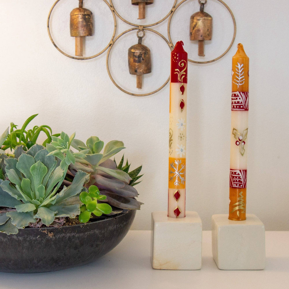 Kimeta Hand-Painted Taper Candles Pair