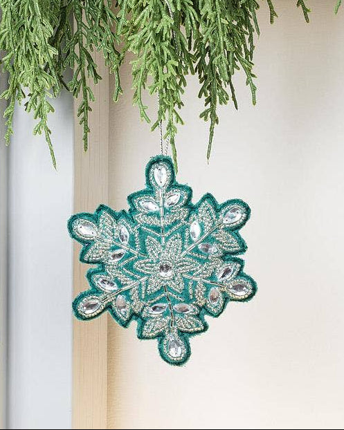 Blue Snowflake Beaded Ornament