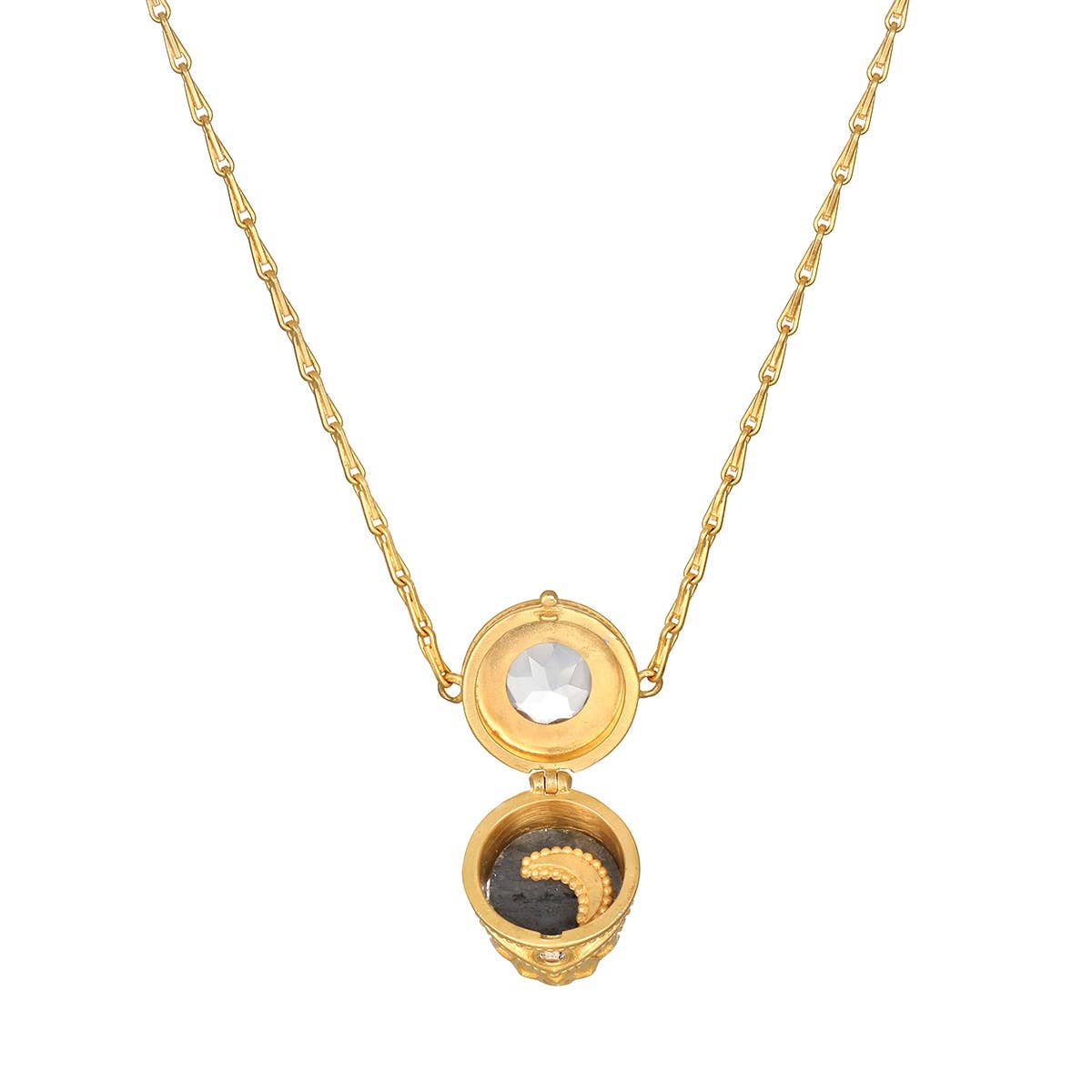 Labradorite Lotus Locket Necklace | Satya