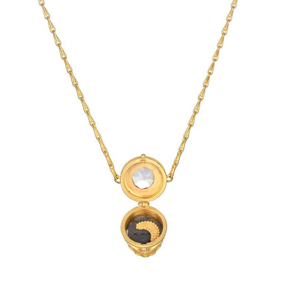 Labradorite Lotus Locket Necklace | Satya