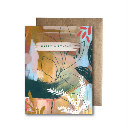 Abstract Foliage Birthday Card