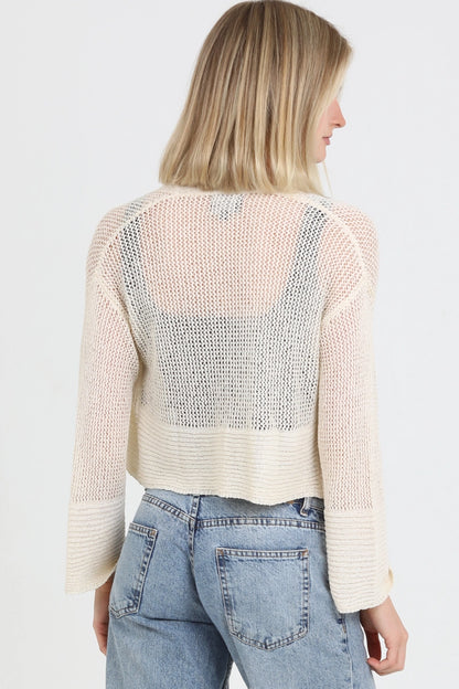 Lightweight Open Knit Cardigan in Ivory