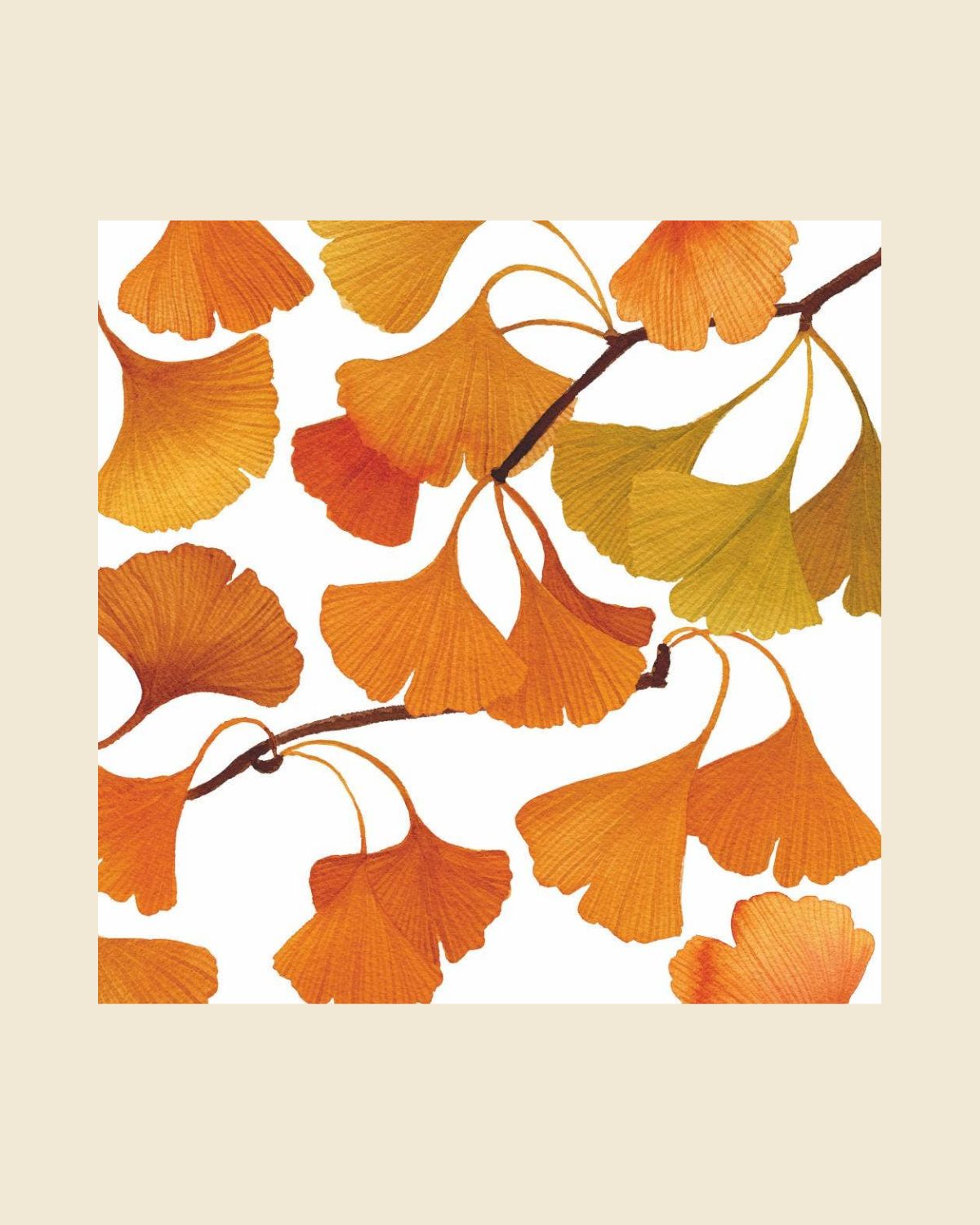 Gingko Leaves Beverage Napkins