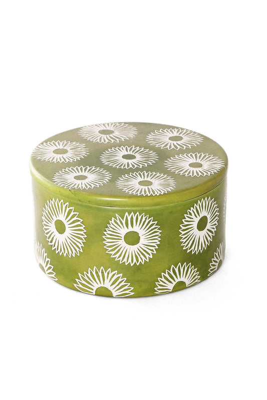 Green Blossom Soapstone Box