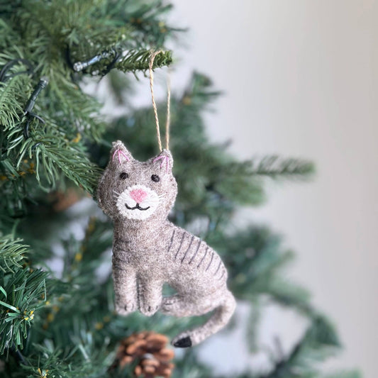 Felt Gray Cat Ornament