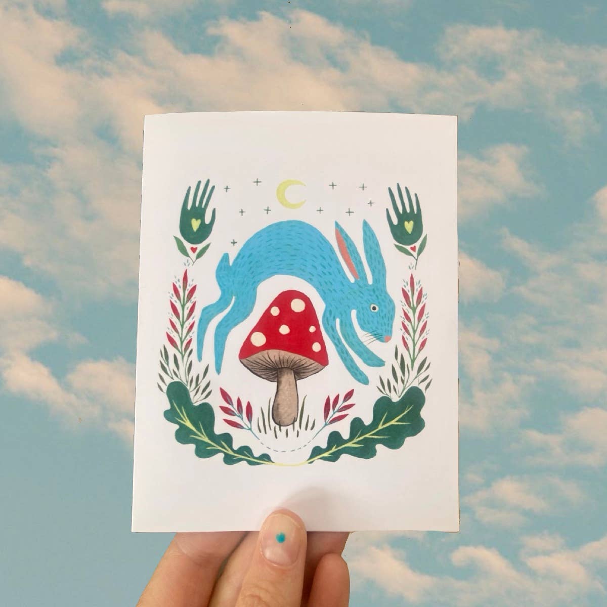 Bunny and Mushroom Blank Card