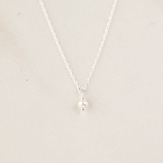 Silver Pearl Drop Necklace