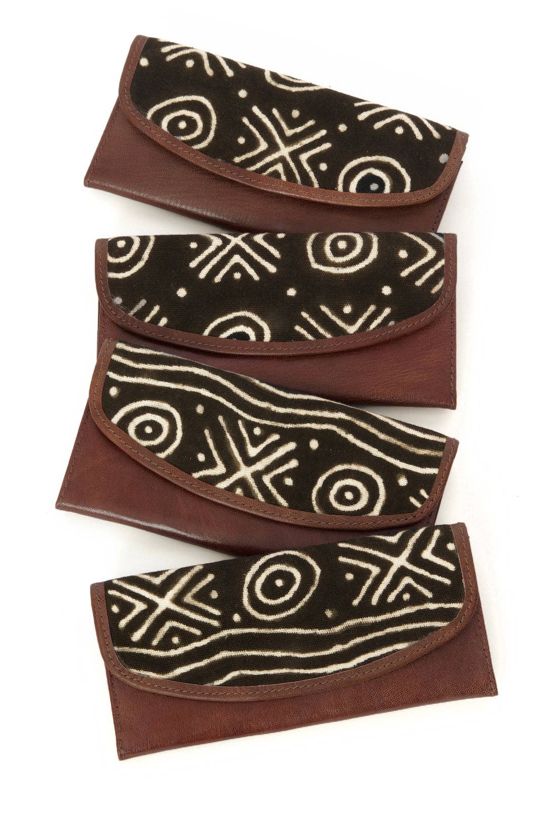 Black & White Mudcloth & Leather Wallet