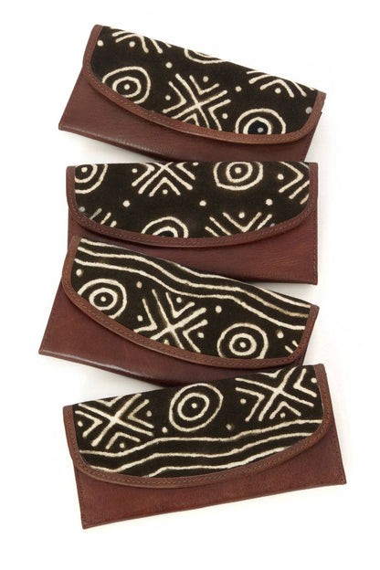Black & White Mudcloth & Leather Wallet