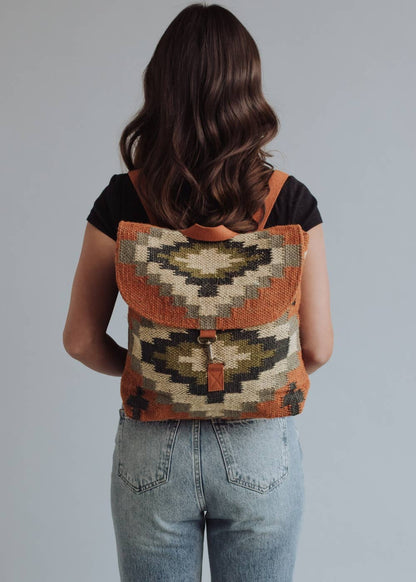 Rust, Cream, & Green Aztec Backpack