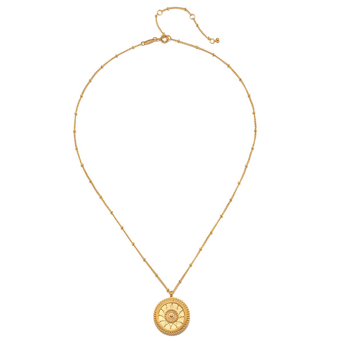 Gold Sunburst Medallion Necklace