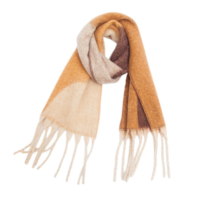 Soft Chunky Abstract Fleece Scarf in Tan