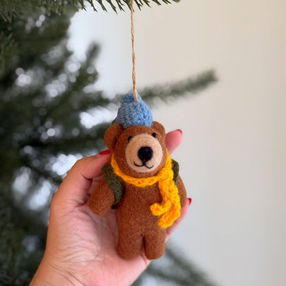 Felt Bear Trekking Ornament