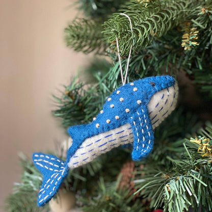 Felt Blue Whale Ornament