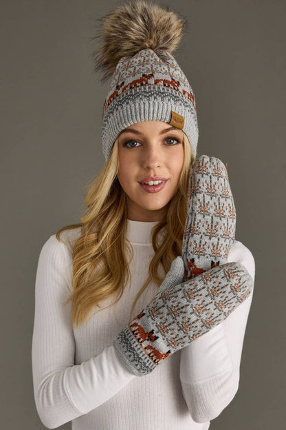 Gray Fox Pattern Mittens