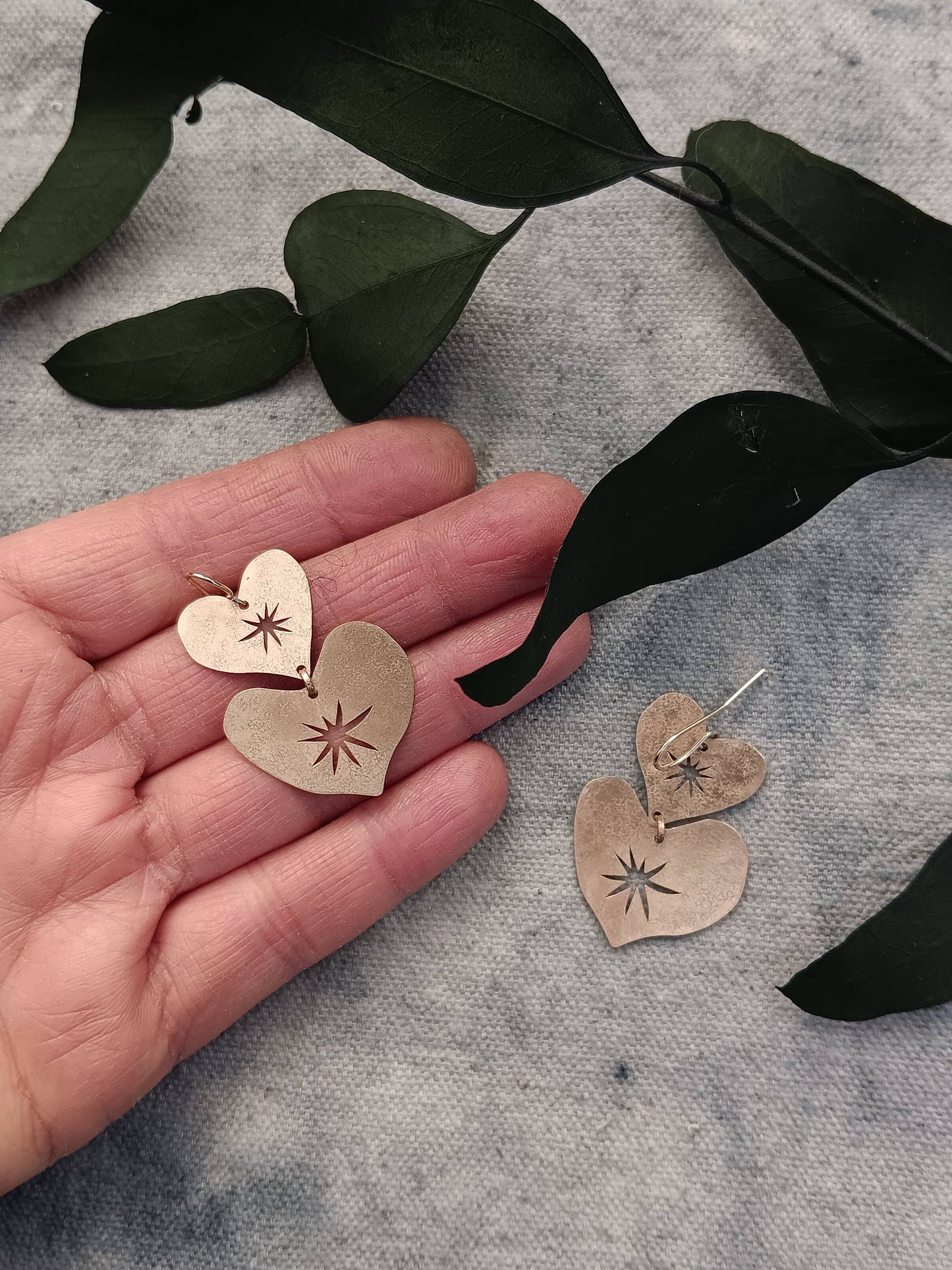 Brass Heart Earrings