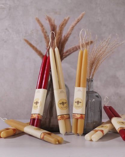 Set of Two Beeswax Taper Candles in Eggplant