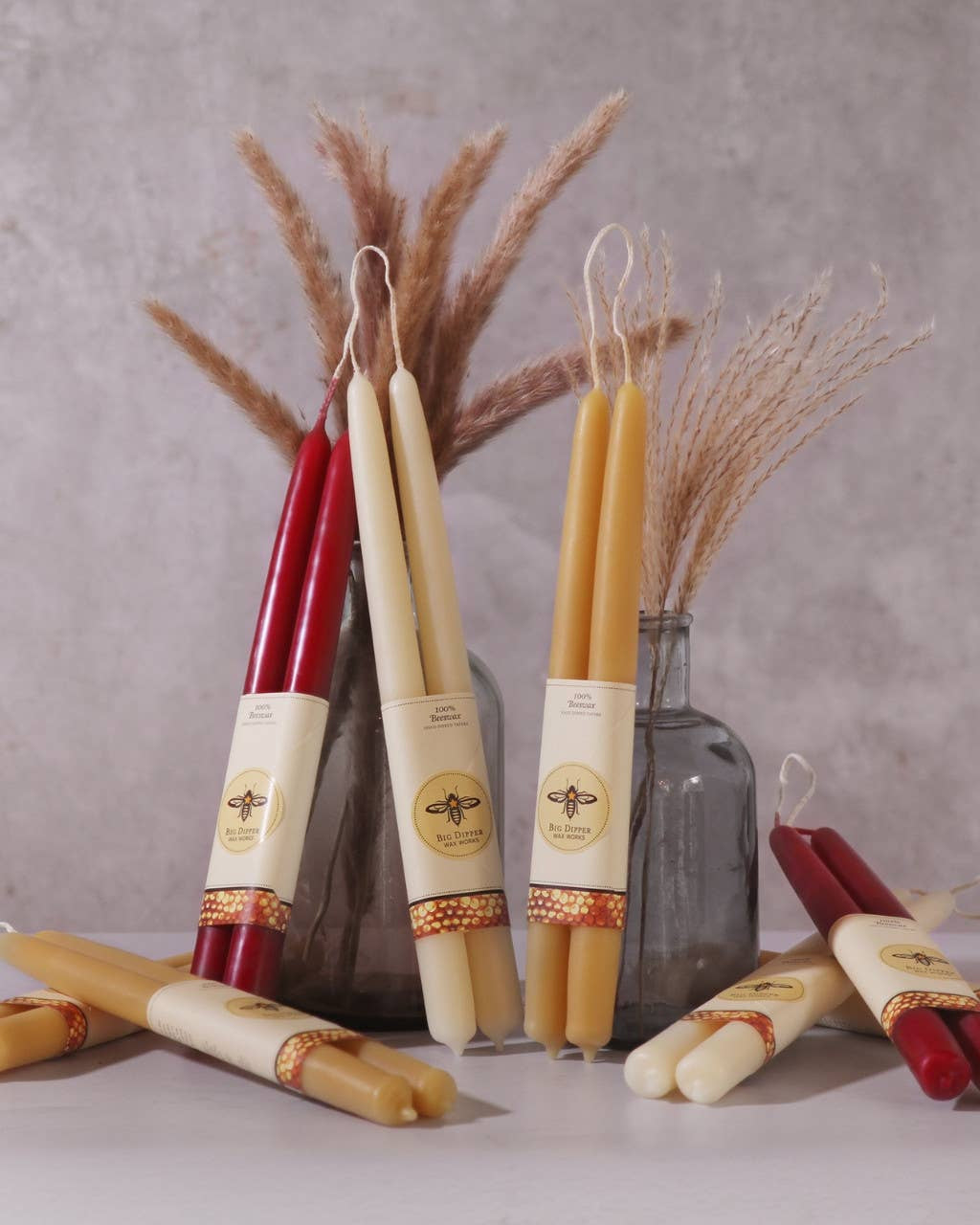 Set of Two Beeswax Taper Candles in Teal