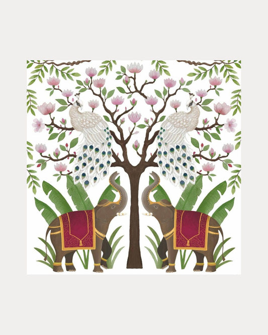 Elephants & Peacocks Beverage Napkins