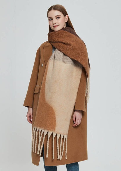 Soft Chunky Abstract Fleece Scarf in Tan