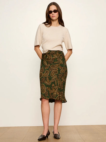 Essential Bias Skirt in Green Paisley | Sanctuary