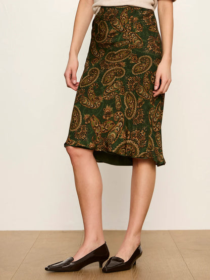 Essential Bias Skirt in Green Paisley | Sanctuary