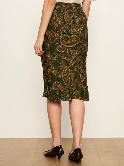 Essential Bias Skirt in Green Paisley | Sanctuary