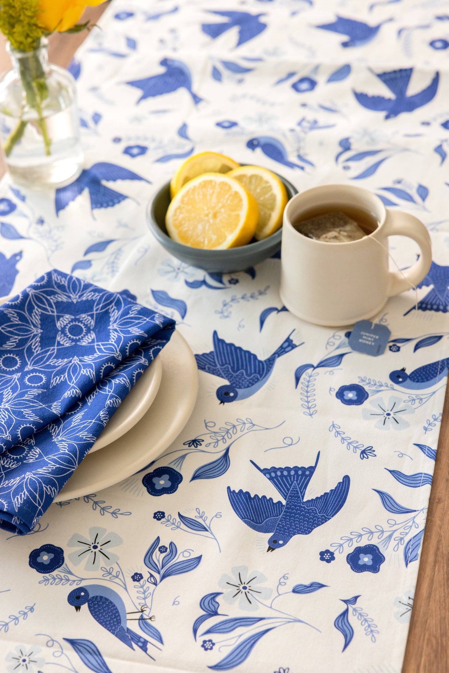 Blue Songbird Table Runner