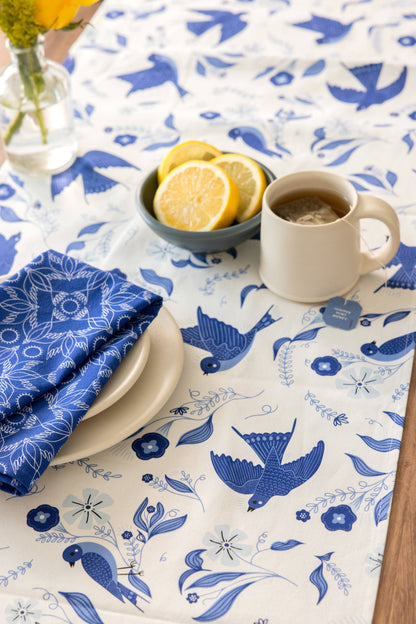 Blue Songbird Table Runner