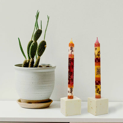 Halisi Hand Painted Taper Pair Candles