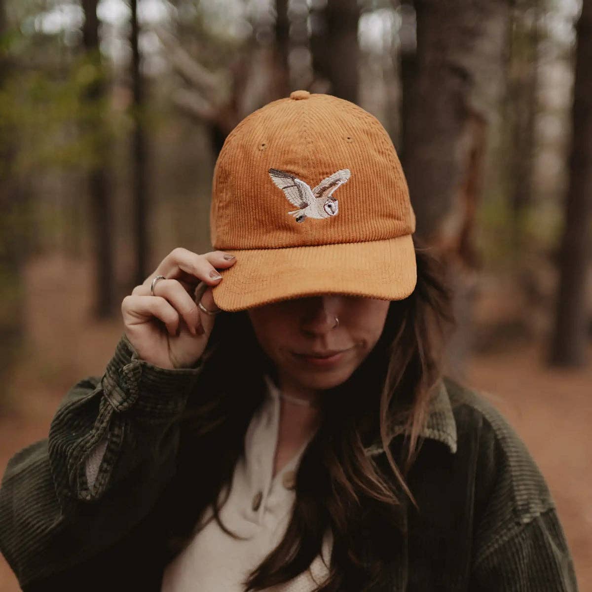 Barn Owl Corduroy Hat in Amber