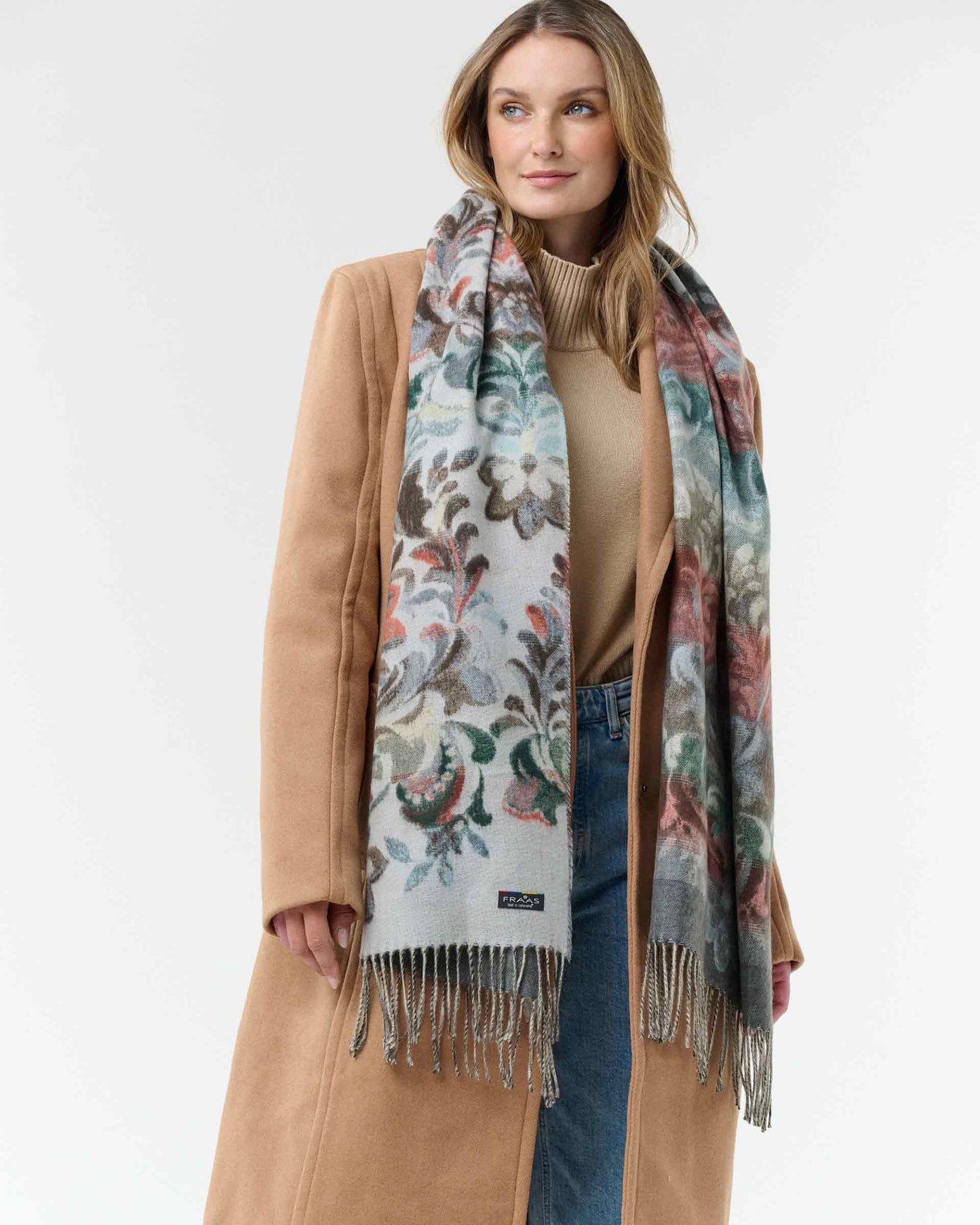 Floral Cozy Scarf in Zen Blue