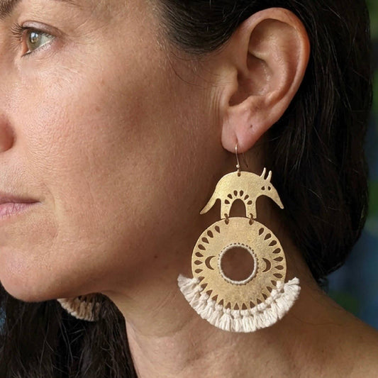 Brass Armadillo Earth Earrings