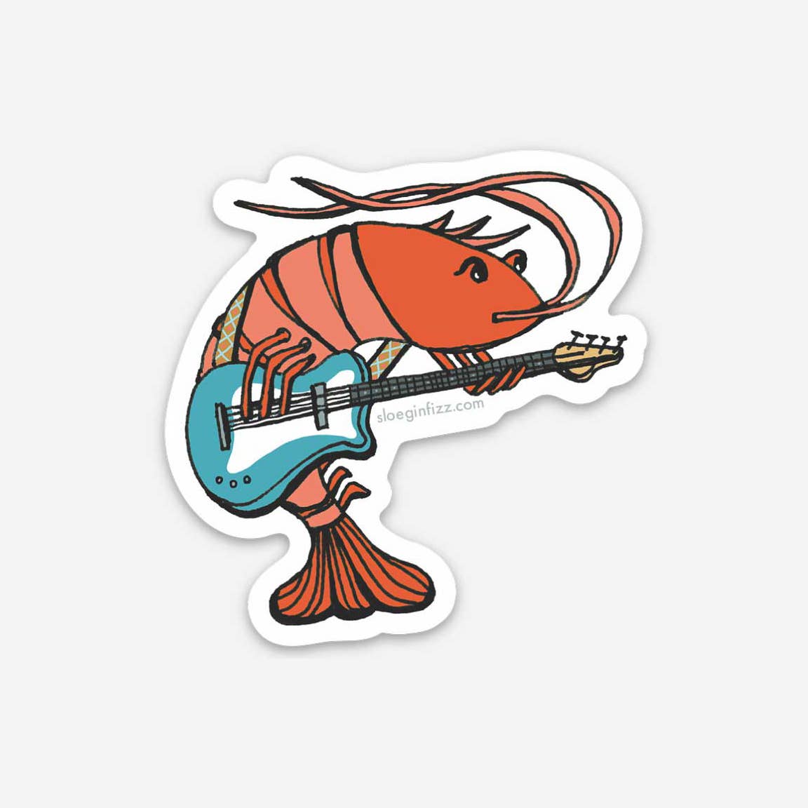 Shrimp Shredding the Guitar Sticker