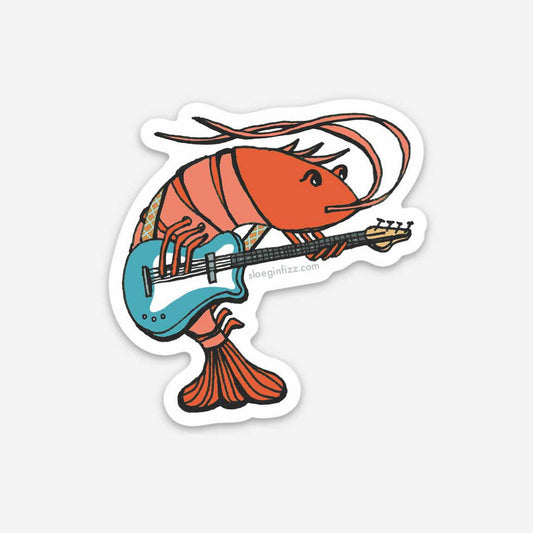 Shrimp Shredding the Guitar Sticker