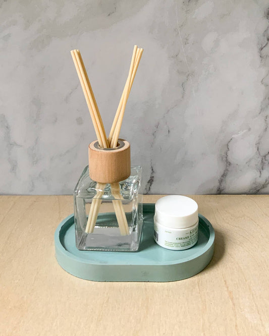 Concrete Oval Tray in Pale Blue