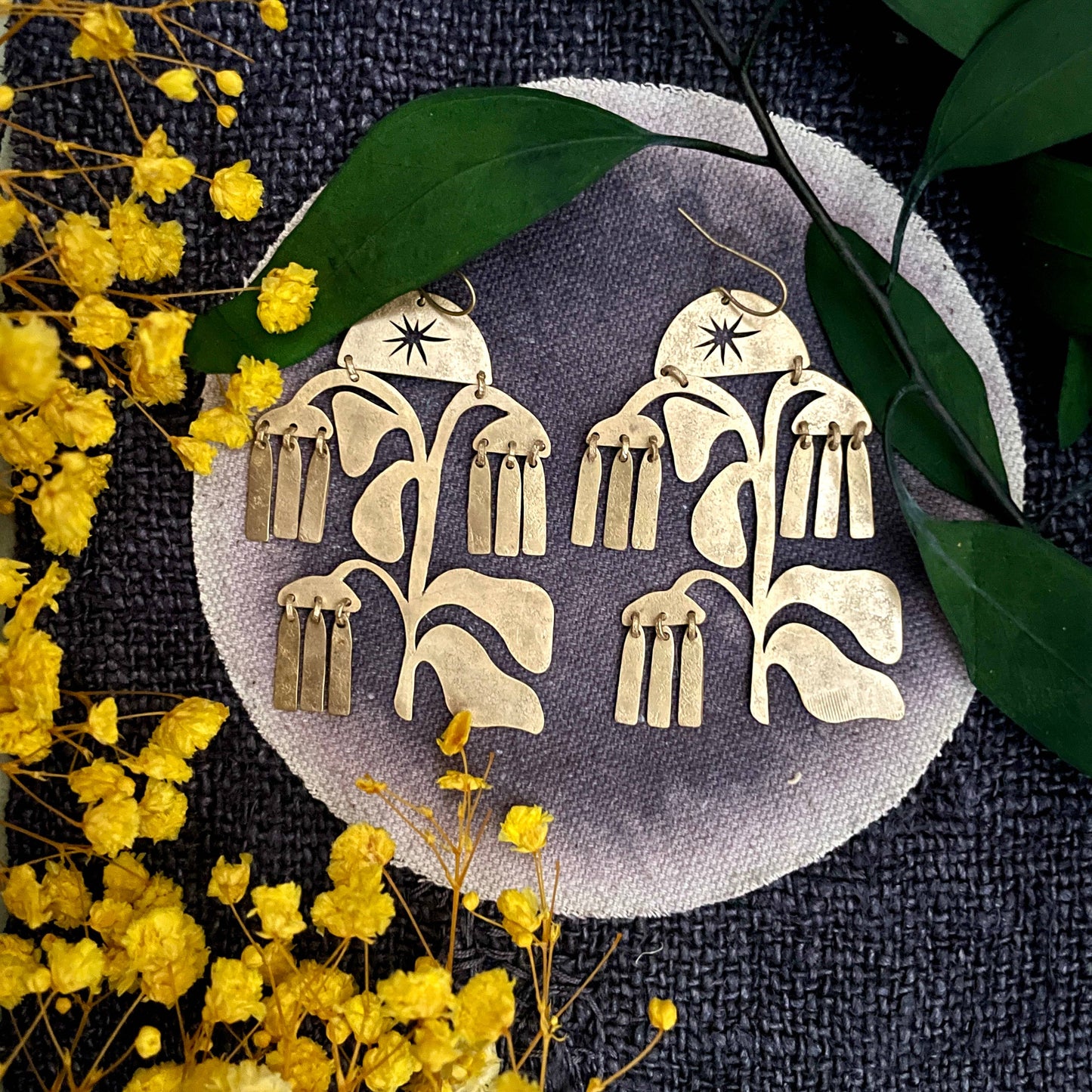 Brass Willow Dangle Earrings