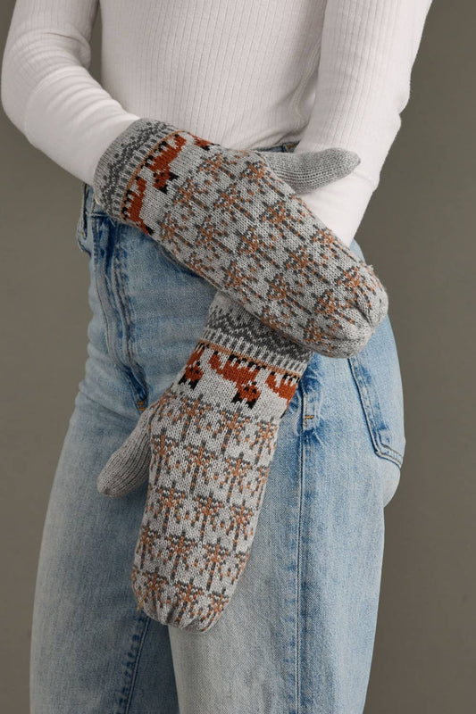 Gray Fox Pattern Mittens