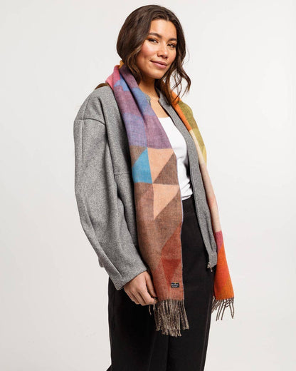 Colorblock Cozy Scarf in Orange & Pink