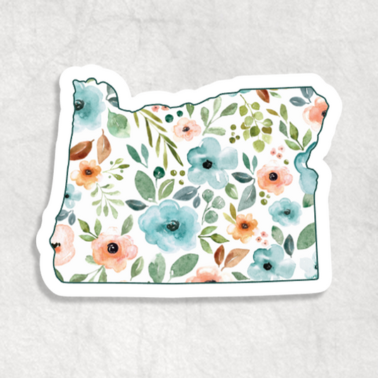 Floral Oregon Sticker