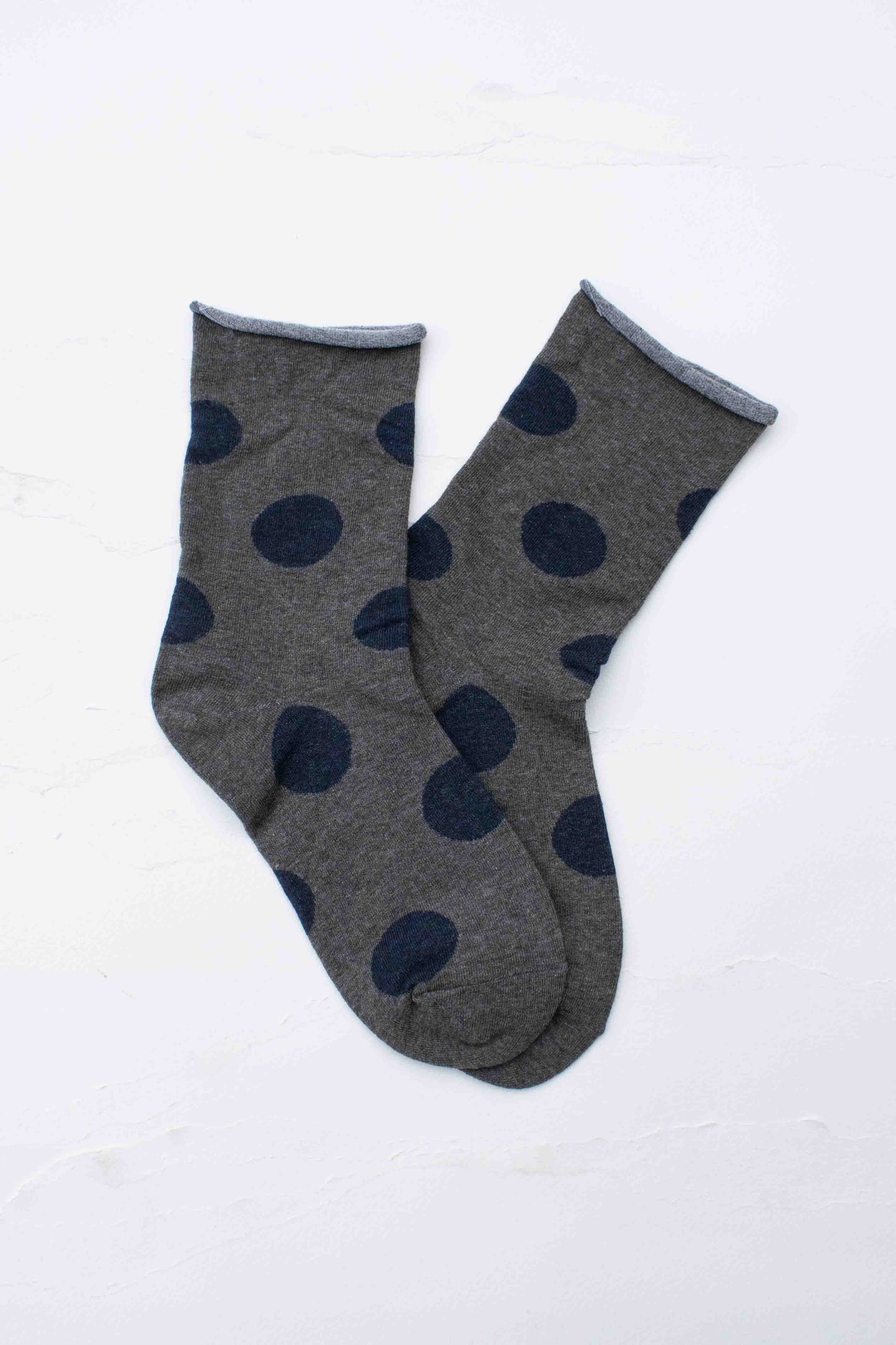 Charcoal Big Dot Crew Socks