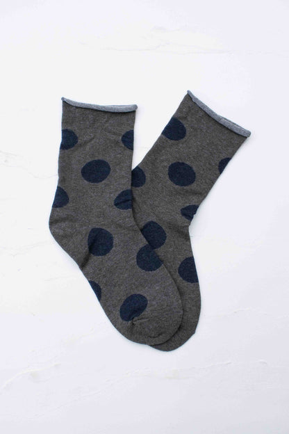 Charcoal Big Dot Crew Socks