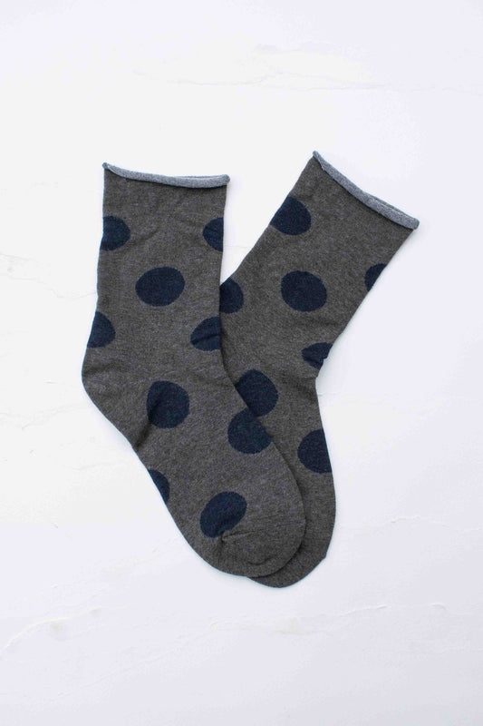 Charcoal Big Dot Crew Socks